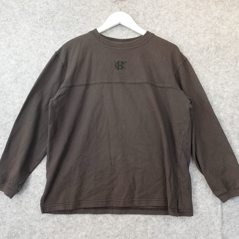 90s Grunge Black Sweatshirt Mens LARGE Boxy Skater Pullover Street HUNT CLUB USA